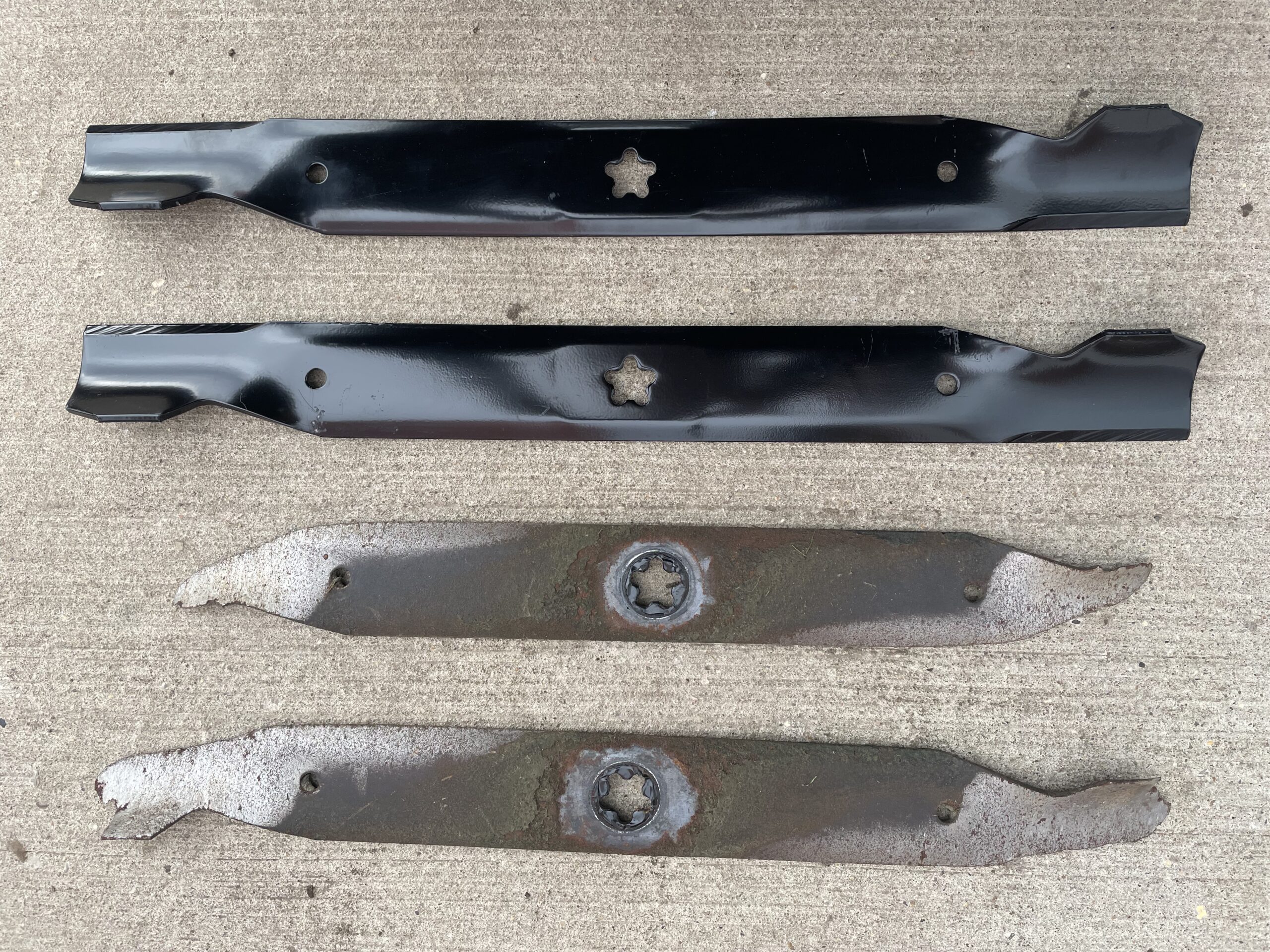 New and Old Lawnmower Blades